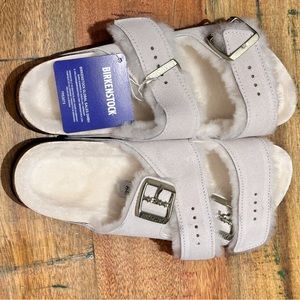 NWT Birkenstock Arizona Suede Shearling Sandal